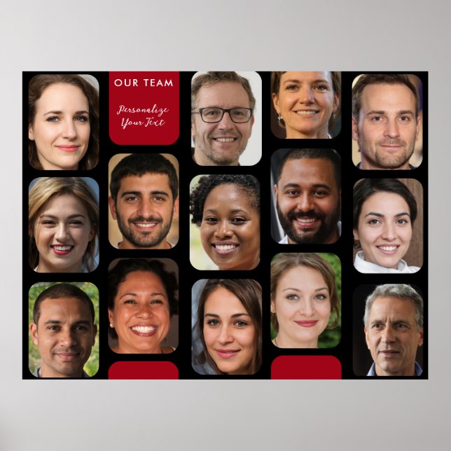 Fügen Sie 14 Fotos in klassischer Rot- und Schwarz Poster (Vorne)