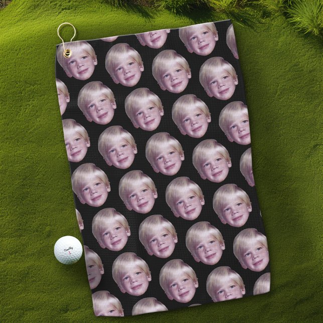 Fügen Sie 1 Floating Head Photo Half Drop Pattern  Golfhandtuch (Custom Golf Towel)
