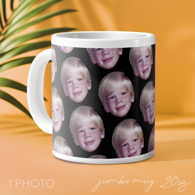 Fügen Sie 1 Floating Head Photo Half Drop Pattern  Jumbo-Tasse (Custom Photo Mug with 1 Photo)