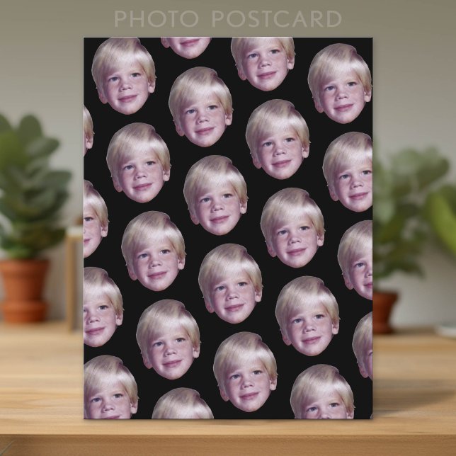 Fügen Sie 1 Floating Head Photo Half Drop Pattern  Postkarte (Simple Postcard with Floating Photo)