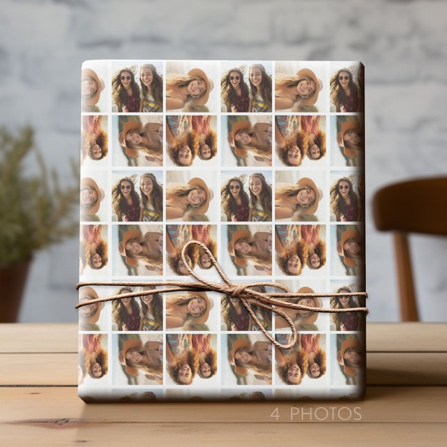 Fügen Sie 4 Ihrer Lieblings-Fotos hinzu - Crazy Pa Geschenkpapier (Custom Photo Collage Wrapping Paper - All Occasion)