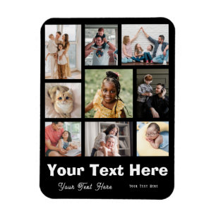 Fügen Sie 9 Fotos und Ihre Lieblingsunterschrift h Magnet