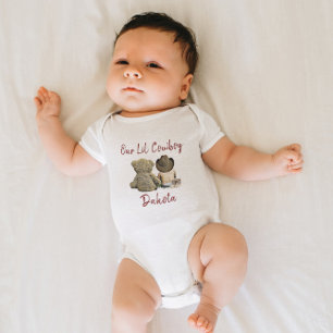 Fügen Sie Baby's Namen diesem Cowboy und Teddybär  Baby Strampler