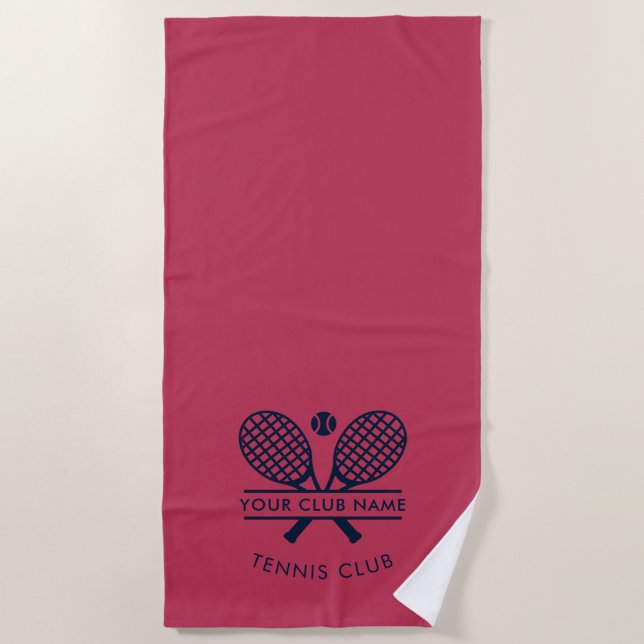 Fügen Sie Clubname Tennis Team Navy Custom hinzu Strandtuch (Vorderseite)