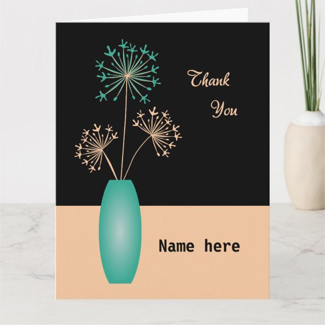 Fügen Sie Dankeschön Blume in Vase hinzu Dankeskarte (Vorderseite)