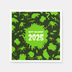 Fügen Sie das Jahr glücklich Halloween grüne graue Serviette