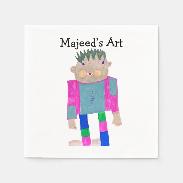 Fügen Sie das Kunstwerk Ihres Kindes hinzu  Serviette (Vorderseite)