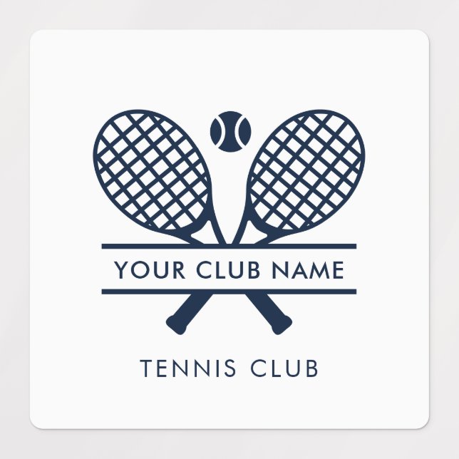 Fügen Sie dem Tennisklub den Namen Custom Minimali Etiketten (Design 1)