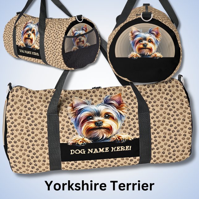 Fügen Sie den Namen Ihres Hundes hinzu, Yorkshire  Duffle Bag (Von Creator hochgeladen)
