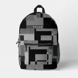 Fügen Sie den Namen Schwarz & Grau Abstrakte moder Bedruckter Rucksack