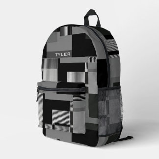 Fügen Sie den Namen Schwarz & Grau Abstrakte moder Bedruckter Rucksack