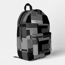 Fügen Sie den Namen Schwarz & Grau Abstrakte moder Bedruckter Rucksack