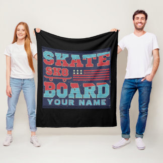 Fügen Sie den Namen Text Skateboard SK8 USA Flag R Fleecedecke