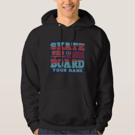 Fügen Sie den Namen Text Skateboard SK8 USA Flag R Hoodie