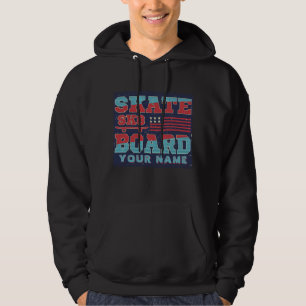 Fügen Sie den Namen Text Skateboard SK8 USA Flag R Hoodie