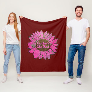 Fügen Sie den Text, den sie mit rosa Sonnenblumen  Fleecedecke