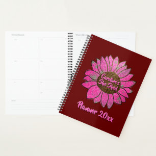 Fügen Sie den Text, den sie mit rosa Sonnenblumen Planer