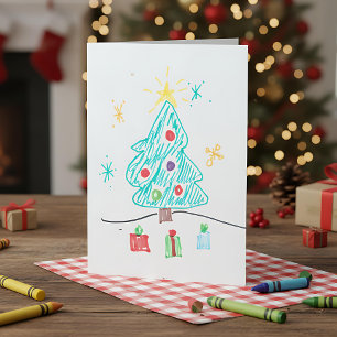 Fügen Sie der Weihnachtskarte Ihr Kinderwerk hinzu Karte