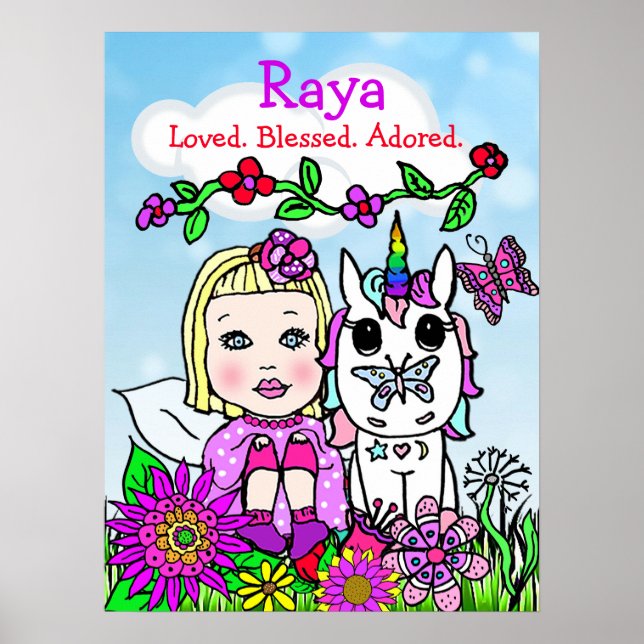 Fügen Sie diesem Whimsical Unicorn und Fee einen N Poster (Vorne)