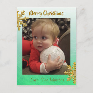 Fügen Sie dieser Green Snowflake Weihnachtskarte e Postkarte