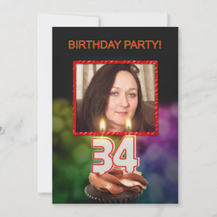 Fügen Sie ein Bild, 34. Geburtstagsparty Einladung