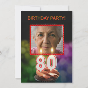 Fügen Sie ein Bild, 80. Geburtstagsparty Einladung