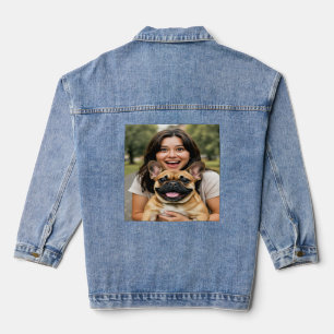 Fügen Sie ein Foto eines Französischen Bulldoggen Jeansjacke