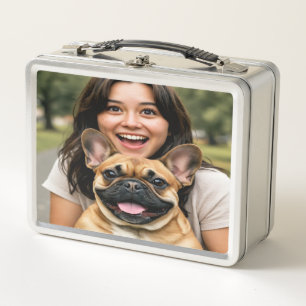 Fügen Sie ein Foto eines Französischen Bulldoggen  Metall Brotdose