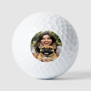 Fügen Sie ein Foto von French Bulldog hinzu und pe Golfball