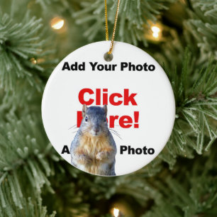 Fügen Sie ein individuelles Eichhörnchen-Photobomb Keramik Ornament