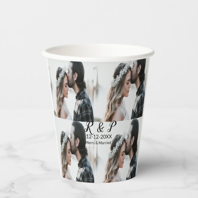 Fügen Sie ein paar Foto fröhlich verheirateten Add Pappbecher (Vorderseite)