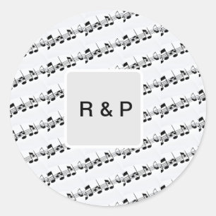 Fügen Sie ein paar musikalische Noten Beats Muster Runder Aufkleber