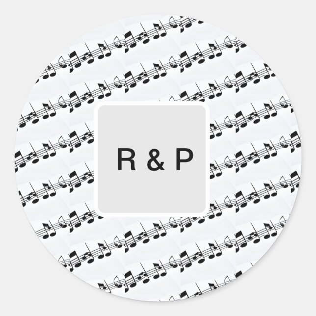 Fügen Sie ein paar musikalische Noten Beats Muster Runder Aufkleber (Vorderseite)