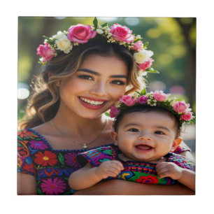 Fügen Sie ein schönes Babyfoto hinzu, personalisie Fliese