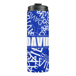 Fügen Sie einen beliebigen Namen, Namenscollage in Thermosbecher