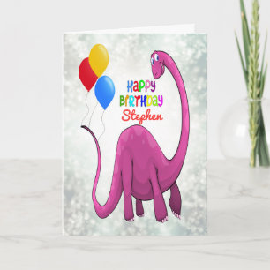 Fügen Sie einen Namen Birthday Dinosaur und Ballon Karte