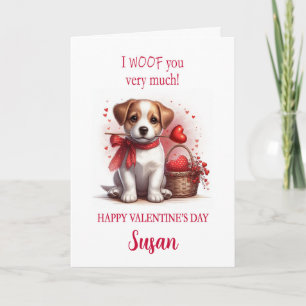 Fügen Sie einen Namen I Woof You Valentine's Day P Feiertagskarte