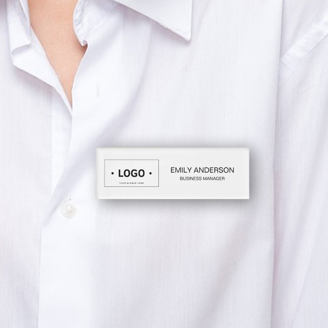 Fügen Sie einfach Ihr eigenes Logo Minimalistisch  Namenschild (Add Your Own Logo Simple Minimalist Name Tag by MINTIC DESIGN STUDIO)