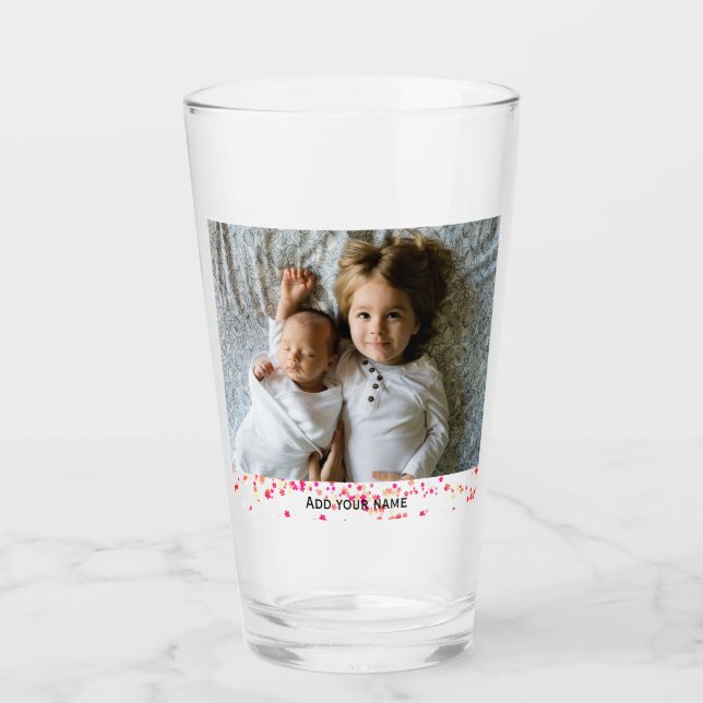 Fügen Sie einfach Ihren Foto Text bunt Sterne Text Glas (Vorderseite)