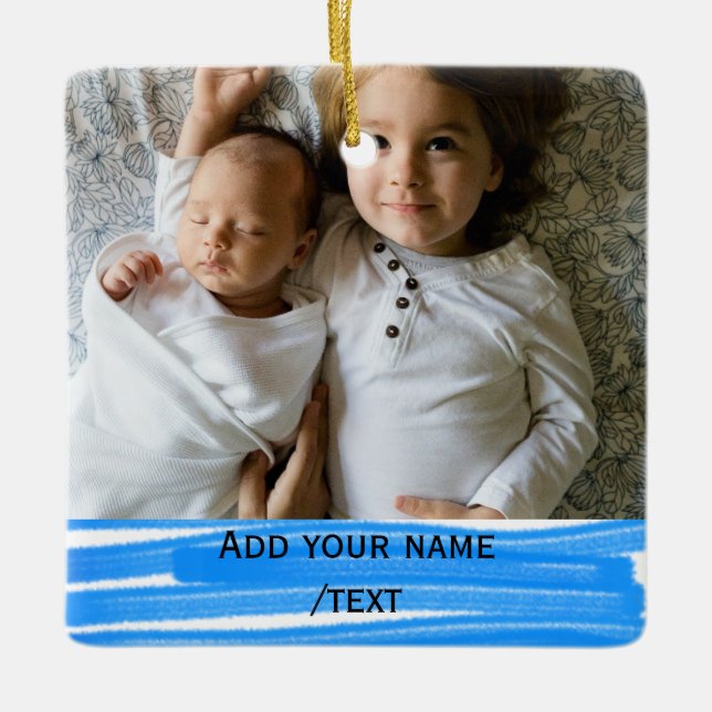 Fügen Sie einfach Ihren Foto Text bunt Sterne Text Keramikornament (Vorderseite)