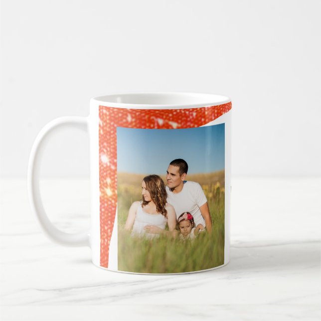 Fügen Sie einfach Ihren Foto Text Glitzer Funkeln  Kaffeetasse (Links)