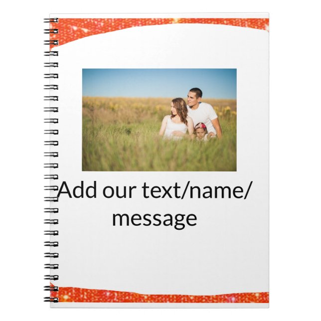 Fügen Sie einfach Ihren Foto Text Glitzer Funkeln  Notizblock (Vorderseite)