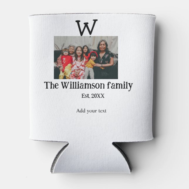 Fügen Sie Familienname Foto Jahr rustikale Vintage Dosenkühler (Vorderseite)