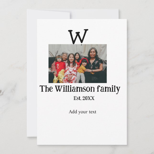 Fügen Sie Familienname Foto Jahr rustikale Vintage Einladung (Vorderseite)