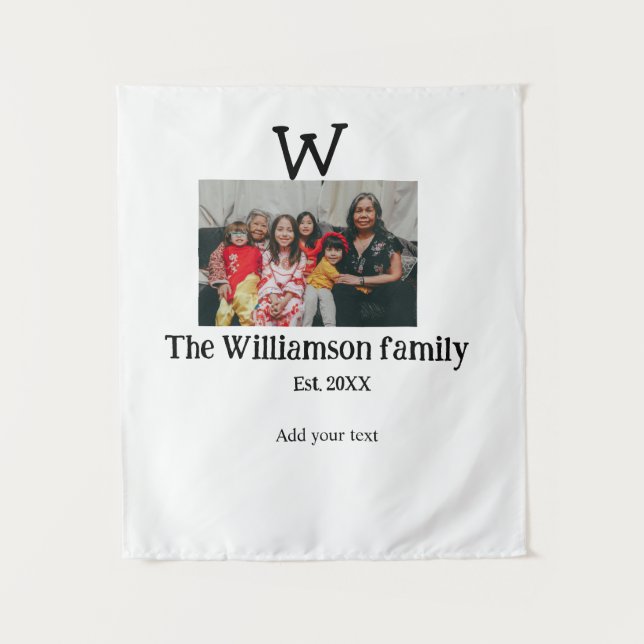 Fügen Sie Familienname Foto Jahr rustikale Vintage Wandteppich (Vorderseite)