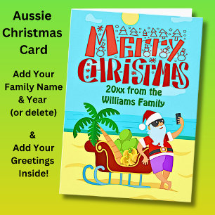 Fügen Sie Familienname Text hinzu, Santa Beach Sel Karte