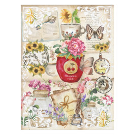 Fügen Sie Familiennamen auf Vintagen Abbildungen h Tischdecke