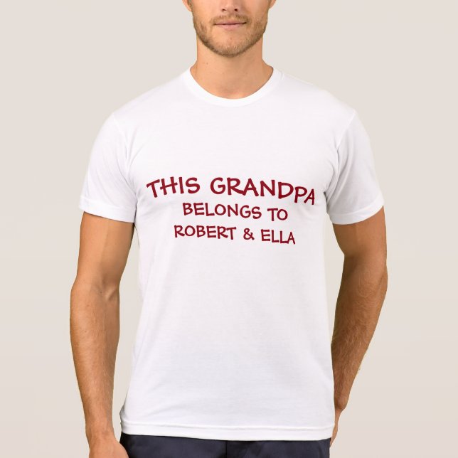 Fügen Sie Grandkidsnamen Großvater hinzu T-Shirt (Vorderseite)