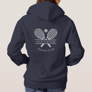 Fügen Sie Ihr Club Name Tennis Logo Navy Blue Cust Hoodie