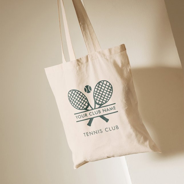 Fügen Sie Ihr Club Name Tennis Team Green Logo hin Tragetasche (Tennis Club Team and Players Logo Custom Tote Bag)